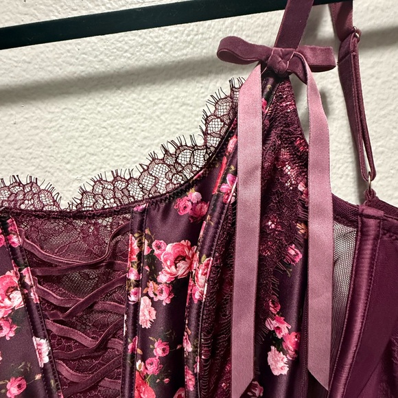 Victorias Secret Burgundy & Pink Flower Secret Dream Angels Corset - Picture 5 of 5